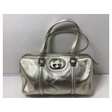 Gucci Britt Boston Bag Metallic Gold Leather w/