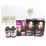 Hair dye boxes and more. Pink and midnight ruby