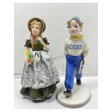 2 Figurines. Stephan Damon Ceramic Ice Skater
