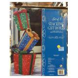 Set of 3 Stacking Gift Boxes Christmas lights in