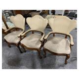 3 Wing Back Rolling Armchairs - Hobnail Accented