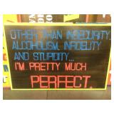 Solid wood Satirical sign, approx 59x39in, made