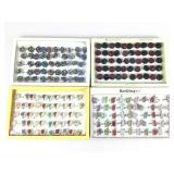4 box displays with contents. Bling rings costume