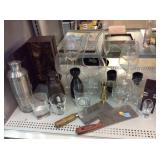 Assorted Glassware, butcher Knifeï¿½s, alcohol