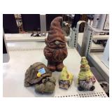 Garden decor. Turtle and Gnomes. Largest gnome