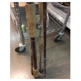 Assorted fishing poles. As is. Largest approx