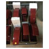 6-Red ceramic vases w/C Shape, approx 13x9x3in