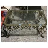 Vtg Metal Base Glass top Coffee Table - approx.