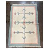Handmade woven floral rug. Approx 57x36.5 in
