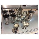 Salem Silverplated chalices, cups, and Tea pots.