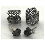 Sterling Silver Ear Cuff & Earrings, Tw 4.8g,