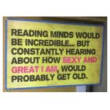 Solid wood Satirical sign, approx 59x39in, made