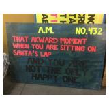 Solid wood Satirical sign, approx 59x39in, made