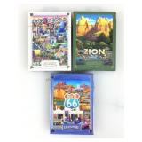 3 Playing cards, Boardwalk, Zion & Rte 66