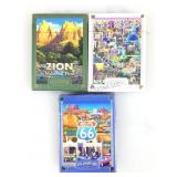 3 Playing cards, Zion, Boardwalk & Rte 66