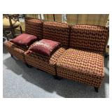 3 Red Diamond Pattern Armless Chairs with some