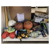 Assorted Sports Items. Basketballs, baseball