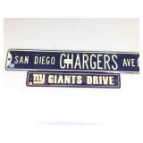 2 Wall hanging sign, NY Giants & San Diego