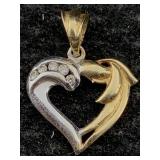 10k Gold Heart Pendant, Tw 1.8g, Sz ¾in 10k Gold Heart Pendant, Tw 1.8g, Sz ¾in