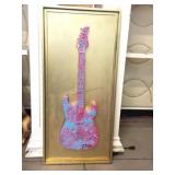 ZAX Hand-painted Framed Electric Guitar. 23x49 ZAX Hand-painted Framed Electric Guitar. 23x49
