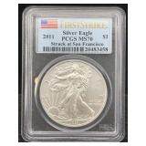 2011 Silver Eagle 1oz Fine Silver, Pcgs Ms70 2011 Silver Eagle 1oz Fine Silver, Pcgs Ms70