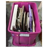 Bin with lid. Contents. Assorted art and decor Bin with lid. Contents. Assorted art and decor