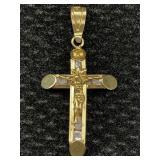 14k Gold Cross W/jesus, Tw 2.7g, Sz 1½in 14k Gold Cross W/jesus, Tw 2.7g, Sz 1½in