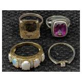 4 Sterling Silver Rings, Tw 18.5g, Sz 7, 8 & 9 4 Sterling Silver Rings, Tw 18.5g, Sz 7, 8 & 9