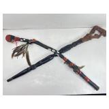 2 Handcarved Wood Walking Sticks 2 Handcarved Wood Walking Sticks