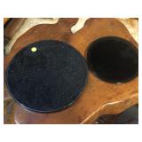 16 crates of Black marble round bases and 2 16 crates of Black marble round bases and 2