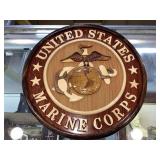 Us Marine Corps, Wood Sign, 11.5in Diameter Us Marine Corps, Wood Sign, 11.5in Diameter