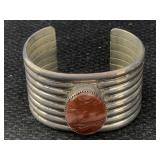 Sterling Silver Cuff Bracelet W/stone, Tw 129.4g, Sterling Silver Cuff Bracelet W/stone, Tw 129.4g,
