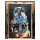Signed Black Velvet Native American Themed Signed Black Velvet Native American Themed