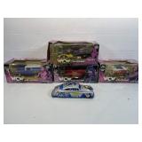 5 WCW die cast cars, Ric Flair, Goldberg, British 5 WCW die cast cars, Ric Flair, Goldberg, British