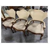 3 Wing Back Rolling Armchairs - Hobnail Accented 3 Wing Back Rolling Armchairs - Hobnail Accented