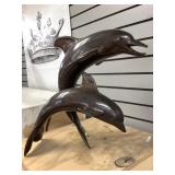 Bronze Dolphins Statue, Approx 12x15x24 Bronze Dolphins Statue, Approx 12x15x24
