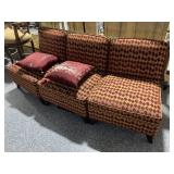 3 Red Diamond Pattern Armless Chairs with some 3 Red Diamond Pattern Armless Chairs with some