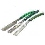 3 Vtg Green Handled Straight Razors. Union 3 Vtg Green Handled Straight Razors. Union