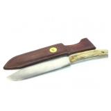 Vtg Handmade Antler Handled 11in Knife w/ Leather Vtg Handmade Antler Handled 11in Knife w/ Leather