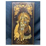 Inlay Radha & Krishna Hindu Wood Panel. 19x36 Inlay Radha & Krishna Hindu Wood Panel. 19x36