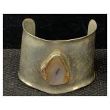 Sterling Silver Cuff Bracelet W/ Stone, Tw 73.7g, Sterling Silver Cuff Bracelet W/ Stone, Tw 73.7g,