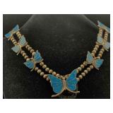Sterling Silver Necklace W/butterflies, Tw 133g, Sterling Silver Necklace W/butterflies, Tw 133g,