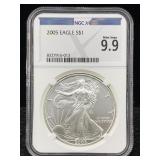 2005 Silver Eagle 1oz Fine Silver Ngc Mint State 2005 Silver Eagle 1oz Fine Silver Ngc Mint State