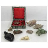 Asian carved stone seal & red ink pad, carved Asian carved stone seal & red ink pad, carved