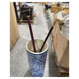 Floral Print Umbrella Stand W/Canes. Approx 18.5in Floral Print Umbrella Stand W/Canes. Approx 18.5in