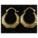 14k Gold Earrings W/pattern, Tw .8g 14k Gold Earrings W/pattern, Tw .8g
