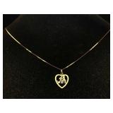 14k Gold Necklace & #1 Wife Pendant, Tw 1.2g, 14k Gold Necklace & #1 Wife Pendant, Tw 1.2g,