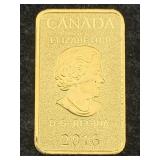 1/10 Oz 999 Gold Bar Canada 2016 1/10 Oz 999 Gold Bar Canada 2016