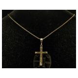 Sterling Silver Necklace W/cross Pedant, Tw 11.9g Sterling Silver Necklace W/cross Pedant, Tw 11.9g