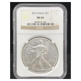 2014 Silver Eagle 999 1 Oz Silver, Ngc Ms69 2014 Silver Eagle 999 1 Oz Silver, Ngc Ms69
